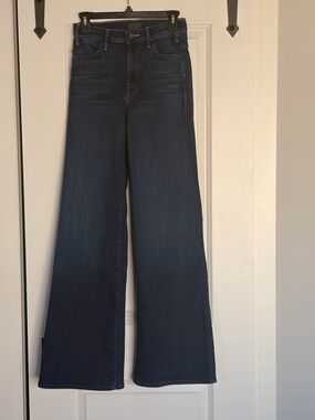 MOTHER Dark Blue High-Rise Wide Leg Jeans